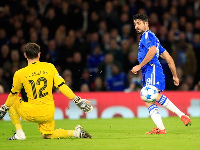 Chelsea's Diego Costa shoots past Porto goalkeeper Iker Casillas, leading to an own goal.