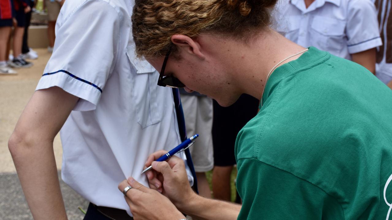 Suncoast Christian College farewells Year 12 students with a guard of honour across the campus.