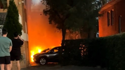 The Porsche used in the fatal shooting of Niddal Acherkouk was set alight in Kensington. Picture: Supplied