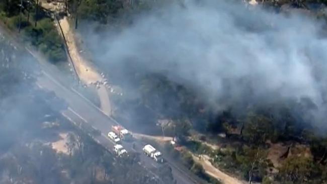 A video grab showing emergency services at the scene. Picture: 9 News