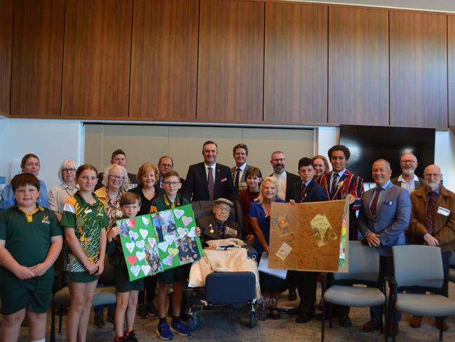 Anzac Day service and Joffre Bell's 105th birthday celebration.