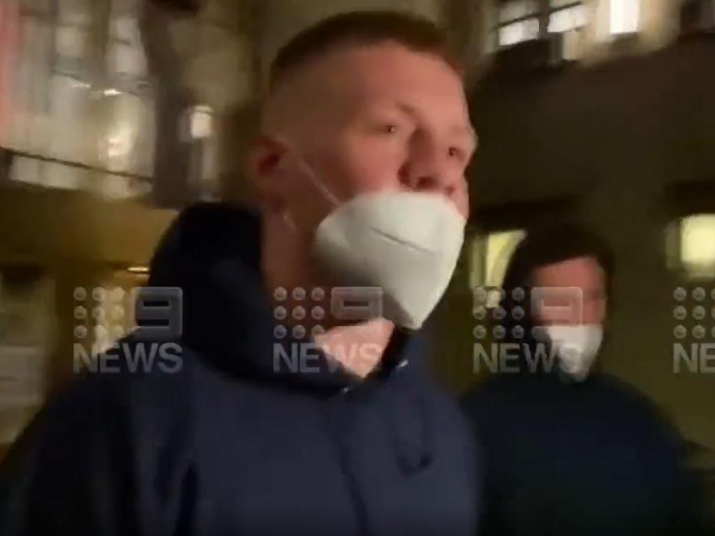 Jordan De Goey has just been released in New York after being set a December 8 court date. Picture: Channel 9