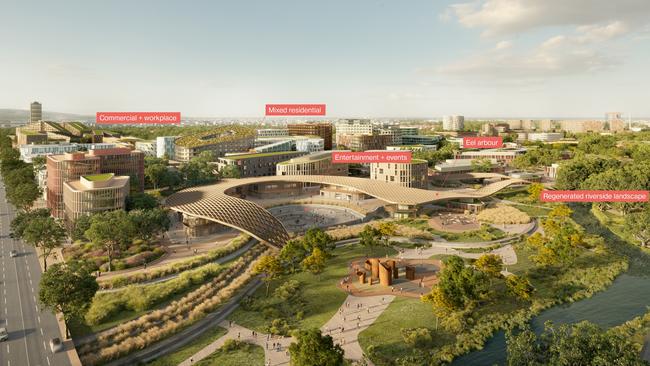 The amphitheatre would feature an “eel-like arbour”. Picture: Architectus