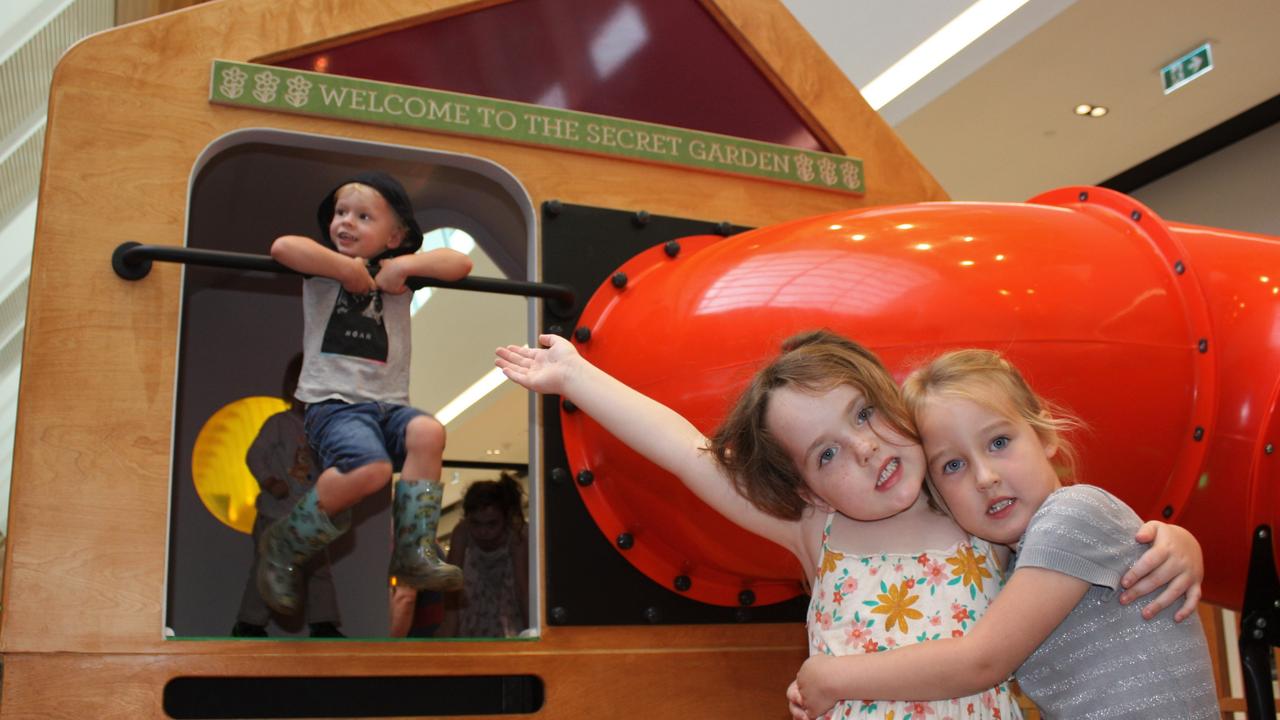 Connor Reilly (left) Theia Russell (centre) and Liana Foden all enjoyed playing in the Secret Garden at the official opening on Thursday, March 11 2021. Picture: Kate McCormack