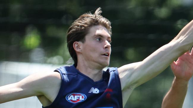 Melbourne pre-season training session at Goschs Paddock. Possible new recruit Kalani White (son of former Demon Jeff White) during training.  Picture: David Caird