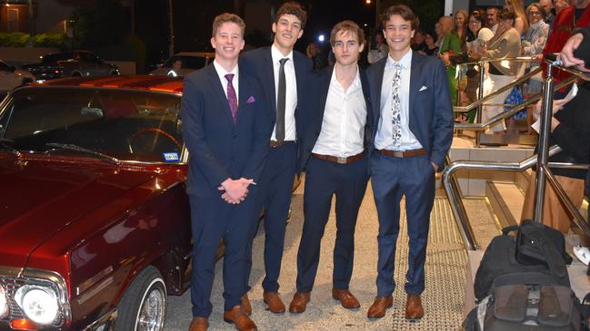 Connor M, Ethan O, Jaxson R and Patrick E at the Siena Catholic College Yr 12 Benefit Ball (formal 2024).