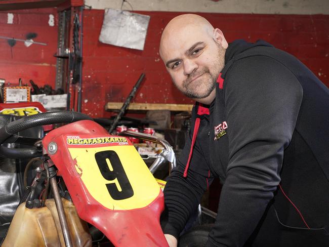 Mega Fast Karts Richmond owner Aaron Thompson at his business, which is facing closure due to the Torrens Darlington upgrade. 2 June 2024. Picture : Dean Martin