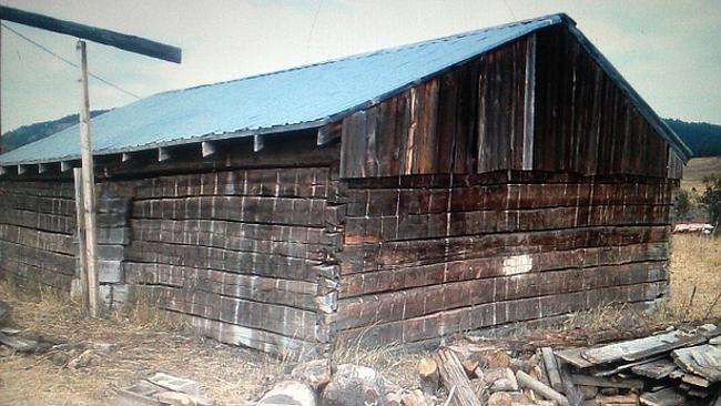 An old homesteader cabin salvaged by Novato contractor Karl Beckmann. It is now a dining 