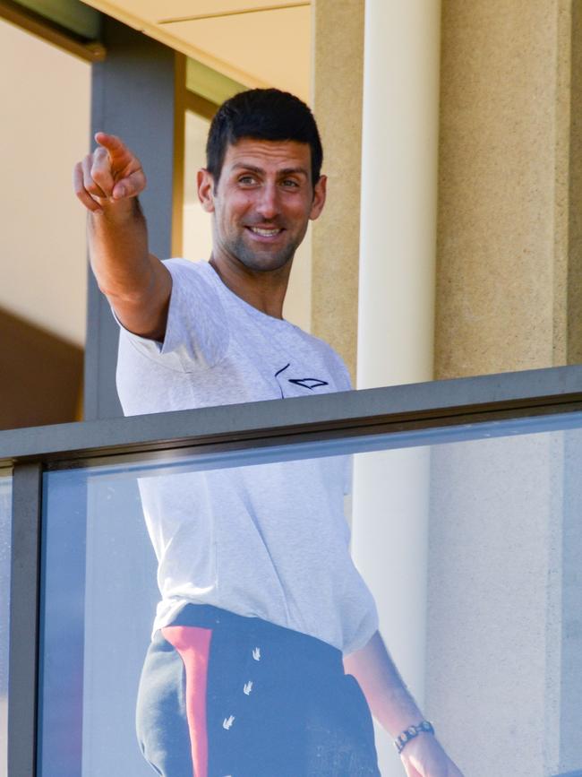 Novak Djokovic in hotel quarantine in Adelaide. Picture: AFP