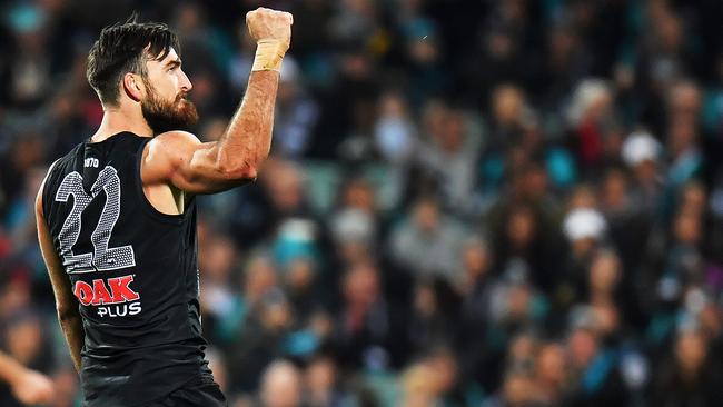 Charlie Dixon kicked four goals in Port Adelaide’s win.