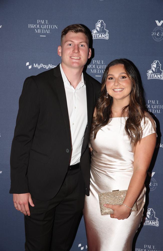 Gold Coast Titans 2023 Paul Broughton Medal Awards Night at The Star. Jaylan De Groot &amp; Hannah Glew Picture Glenn Hampson