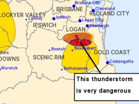 A screenshot of the 4.40pm BOM warning.