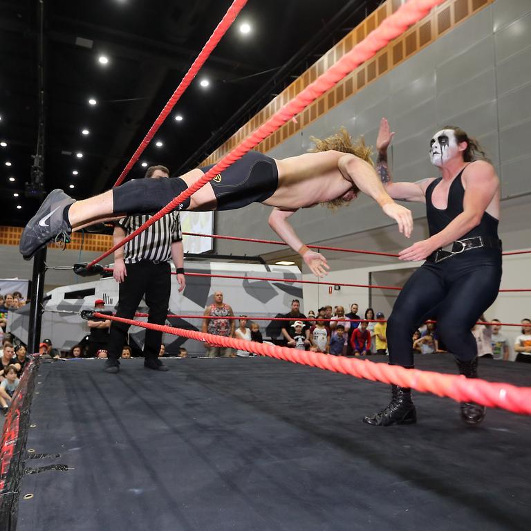 Wrestling action at Supanova at Gold Coast Convention Centre. Photo by Richard Gosling