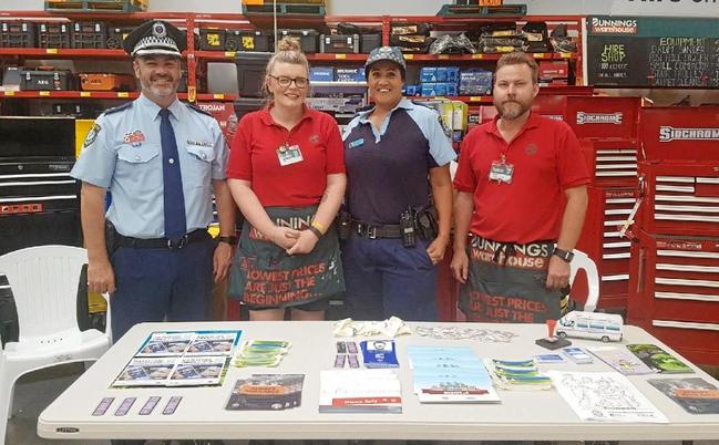 SECURE ADVICE: As part of Crime Prevention Week, officers from the Police Richmond Police District had a stand at Bunnings in Lismore and Ballina on the weekend to advise people on home security. On Sunday at the Ballina Bunnings were L-R Acting Superintendent Toby Lindsay, Domestic Violence Liaison Officer Senior Constable Jasmine Hussain. Picture: Senior Constable David Henderson