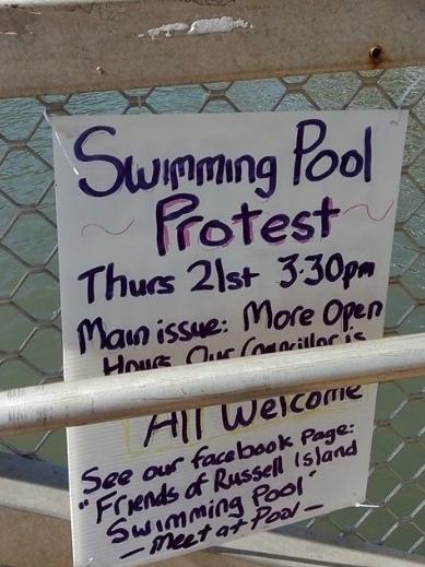 Russell Island residents will protest on Thursday to seek greater control over their local pool. 