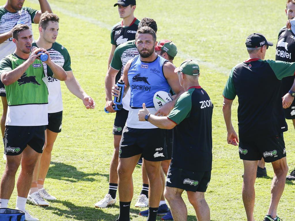 South Sydney Rabbitohs player, Sam Burgess, at a training session at Redfern Oval after splitting with wife Phoebe Burgess. Picture: Dylan Robinson