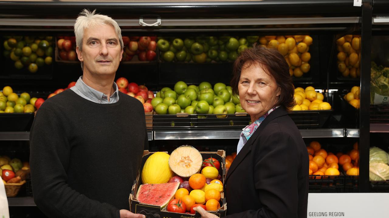 Geelong Food Relief Centre CEO Andrew Schauble and Geelong Foundation CEO Gail Rodgers. Picture: Alison Wynd