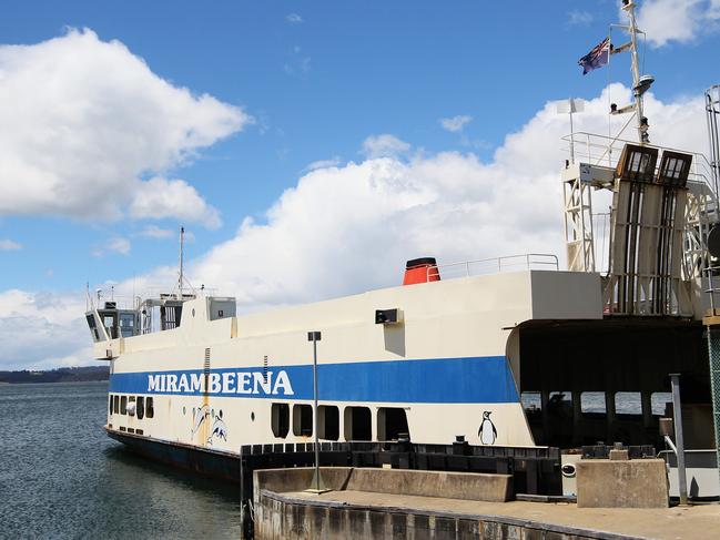 Ferry to Bruny Island Mirambeena docked at Kettering.