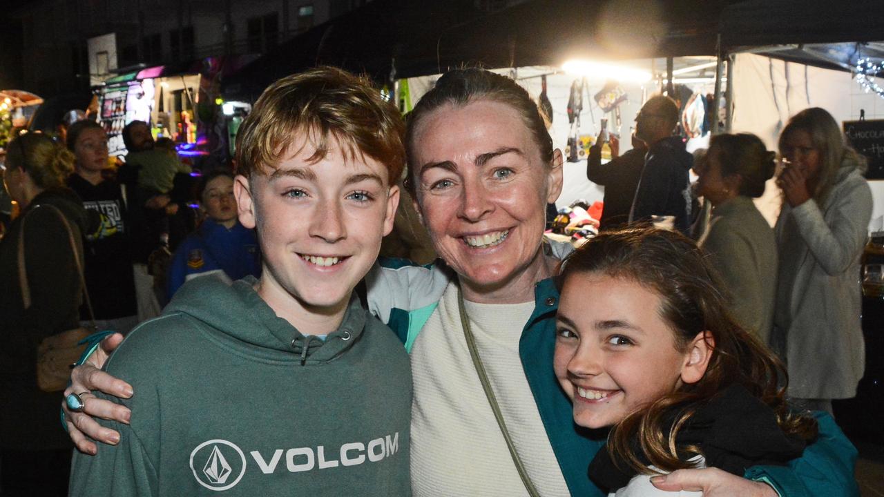 Kaii, Katie and Sharni Norman at Night Bite markets at Palm Beach-Currumbin SHS, Palm Beach. Pic: Regina King