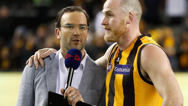 Jordan Lewis interviews best mate Jarryd Roughead after his six-goal farewell.