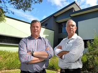 Tim Nichols and Tony Perrett at the USC building in Gympie. . Picture: Renee Albrecht