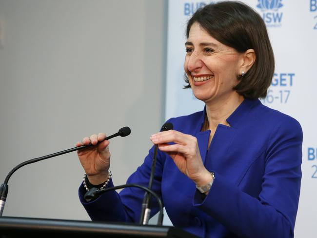 NSW Treasurer Gladys Berejiklian unveiled a string of big-money outlays at her NSW Budget press conference. Picture: Chris Pavlich