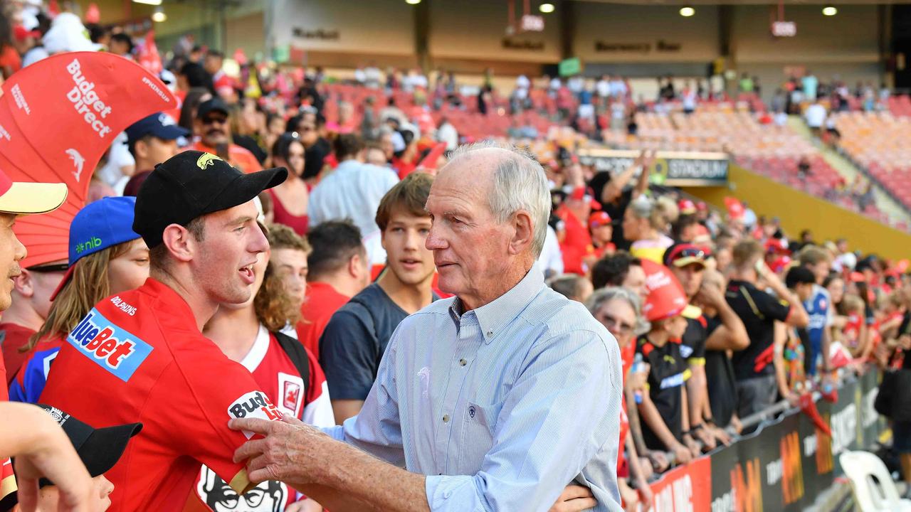 Wayne Bennett with fans. Picture: Patrick Woods