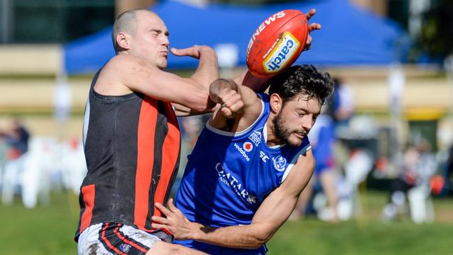 Rostrevor’s James Butterworth (left) was important on Saturday. Picture: Brenton Edwards