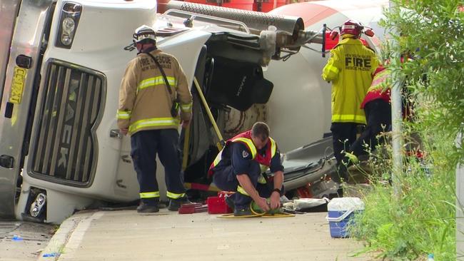 A man, 42, was trapped in the truck wreckage. Picture: TNV