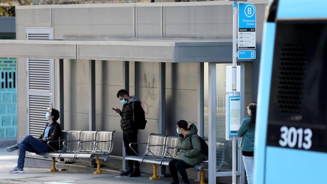 A photo of bus commuters in Chatswood.