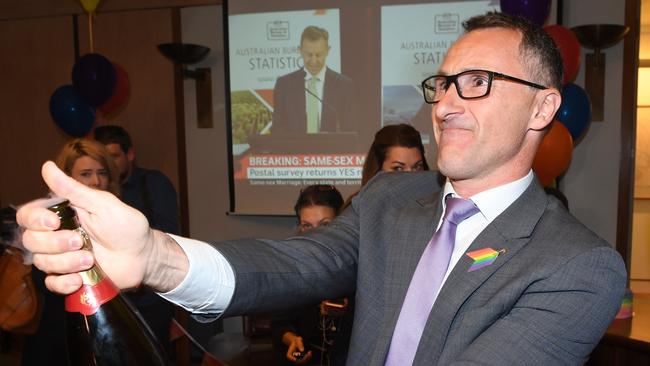 Australian Greens Leader Senator Richard Di Natale says he feels a winning vibe for the seat of South Brisbane ahead of the state election. Picture: AAP Image/Dean Lewins