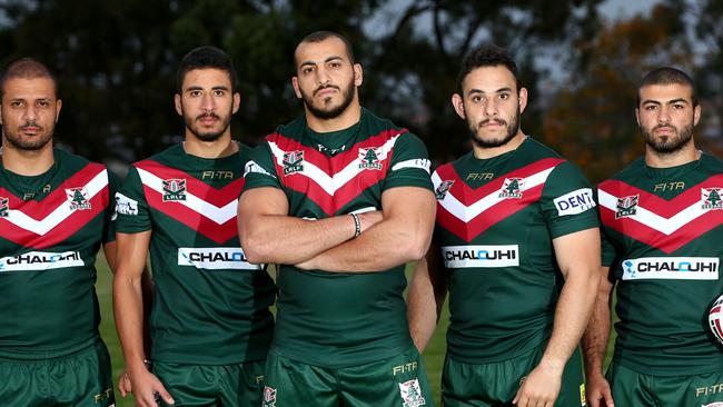 (L-R) Wael Harb, Imad Chidiac, Ali Abou Arabi, Toufic El Hage, Raymond Sabat Members of the Lebanon Rugby League World Cup squad. Picture by Damian Shaw