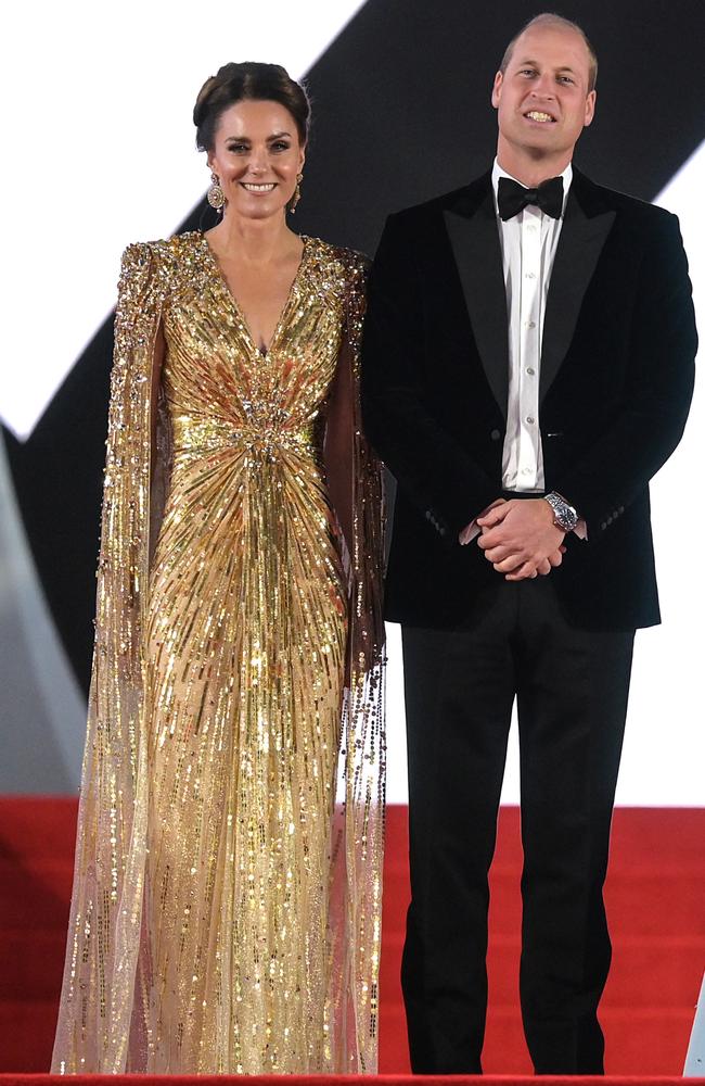 The Duchess and Duke of Cambridge attend the world premiere of No Time To Die at London’s Royal Albert Hall. Picture: Getty Images