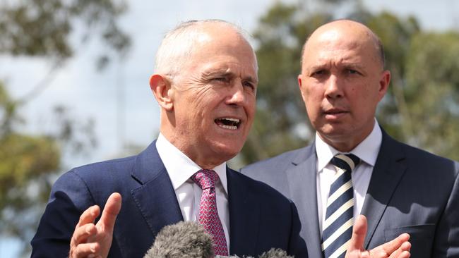 Prime Minister Malcolm Turnbull with Home Affairs Minister Peter Dutton.