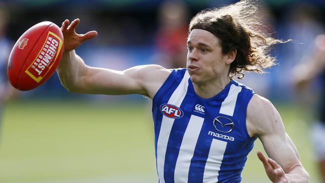 North Melbourne v Melbourne action at Blundstone Arena. Pictured: North Melbourne's Ben Brown. Picture: MATT THOMPSON