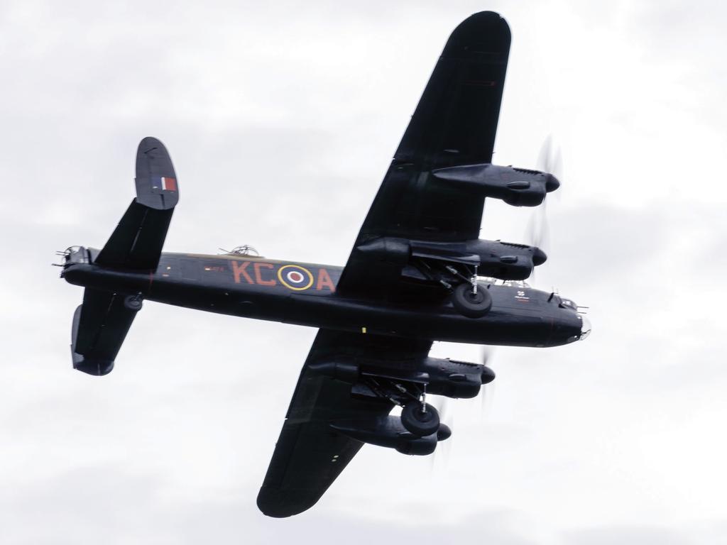 Flying long distances at treetop height was 617 Squadron’s speciality. Here a surviving World War II Avro Lancaster flies overhead during an air show.