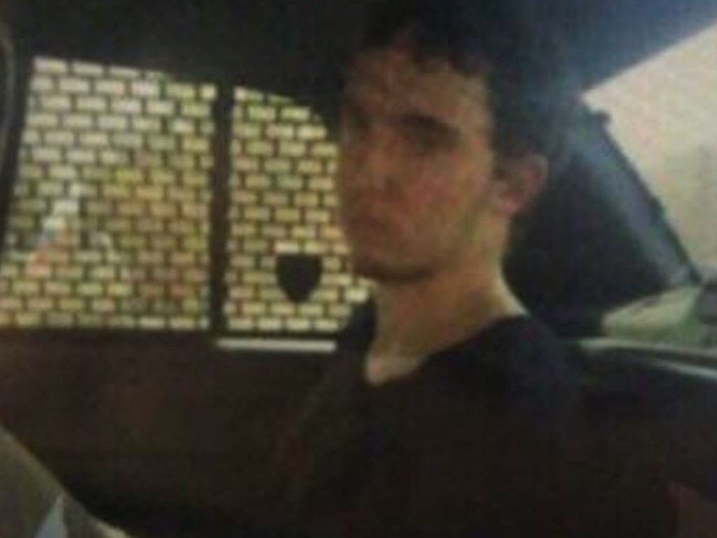 Patrick Crusius, the alleged Walmart gunman, is driven away in a police car. Picture: Twitter