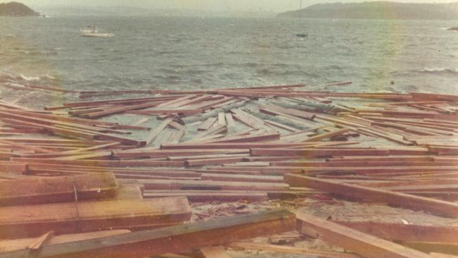 Timber from the Star Kerry in Little Manly Cove on June 11, 1974. Courtesy Graham Todd