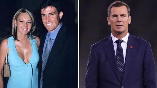 Anthony Stevens with then wife Kelli and Wayne Carey.