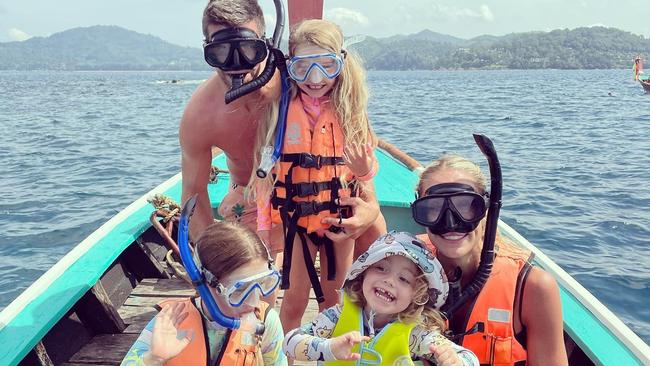 Brooke and Trent Cotchin enjoy good, clean fun with their kids. Picture: Instagram