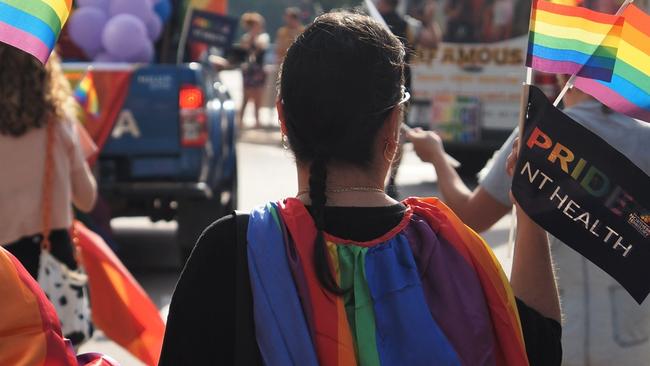 NT Health staff members representing the Department at the Top End Pride parade in 2022.