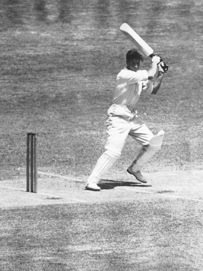 Keith Miller batting in the 1950s.