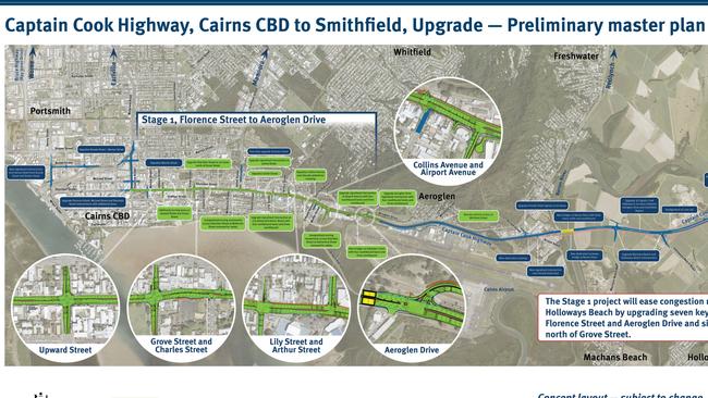 The public is being asked to provide feedback on the newly released preliminary master plan for upgrades on the Captain Cook Highway between the Cairns CBD and Smithfield. Picture: TMR