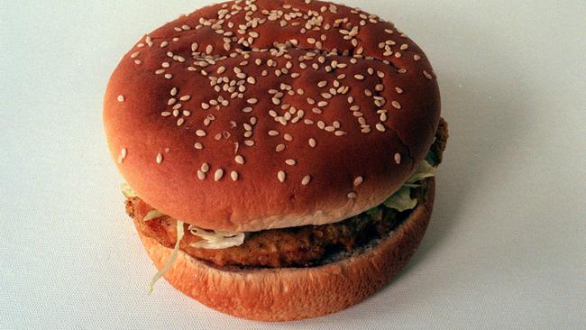 McDonalds 'grilled' chicken burger which is not actually grilled and has resulted in McDonalds being accused of false advertising. hamburger fast food /Food /McDonalds/Restaurants