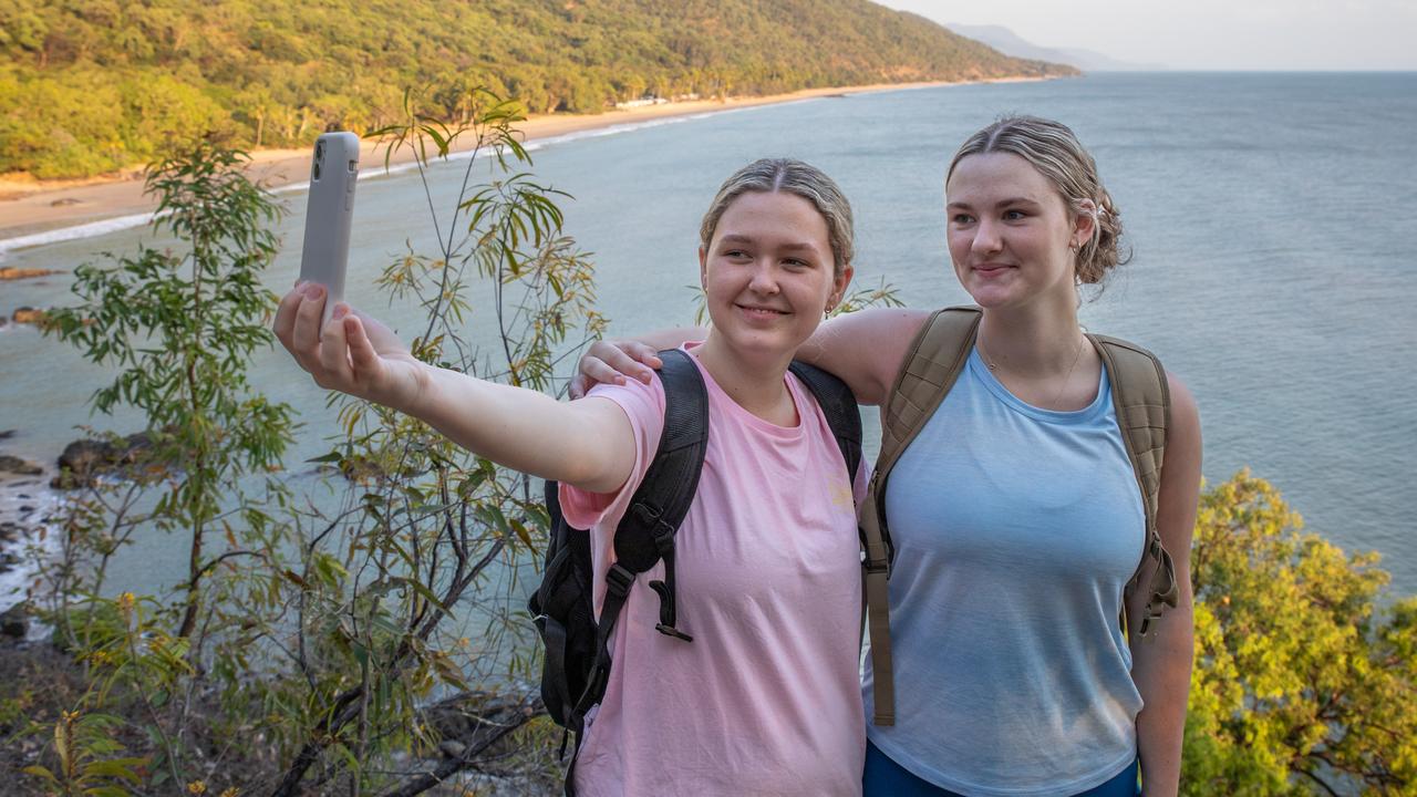 Upon its completion, Far North tourism leaders expect thousands of hikers to use the Wangetti Trail each year. Hikers Sienna Michael (left) and Miya Broadribb at Arabella Point overlooking Ellis Beach on the Wangetti Trail. Picture: Supplied.