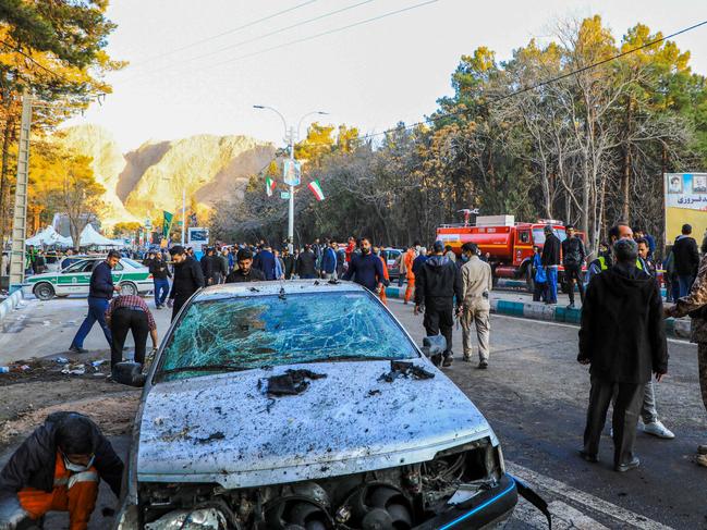 The aftermath of the ISIS bombing. Picture: AFP