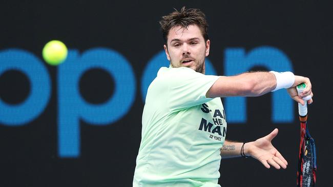 Stan Wawrinka has a hit at Melbourne Park earlier in the week. Picture: Getty Images