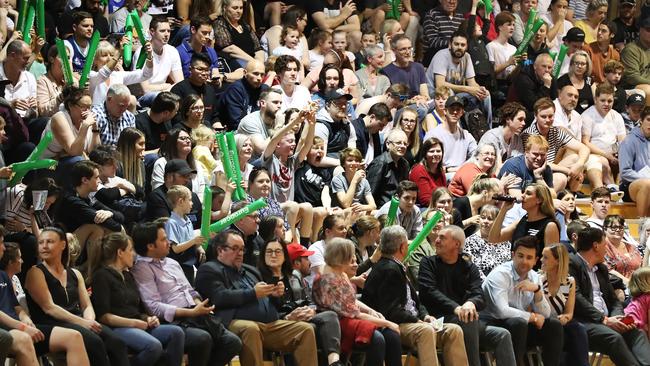 Fans packed into the Kingborough Sports Centre. 2019 NBL Blitz Pre-Season. Illawarra Hawks V Perth Wildcats. Picture: NIKKI DAVIS-JONES