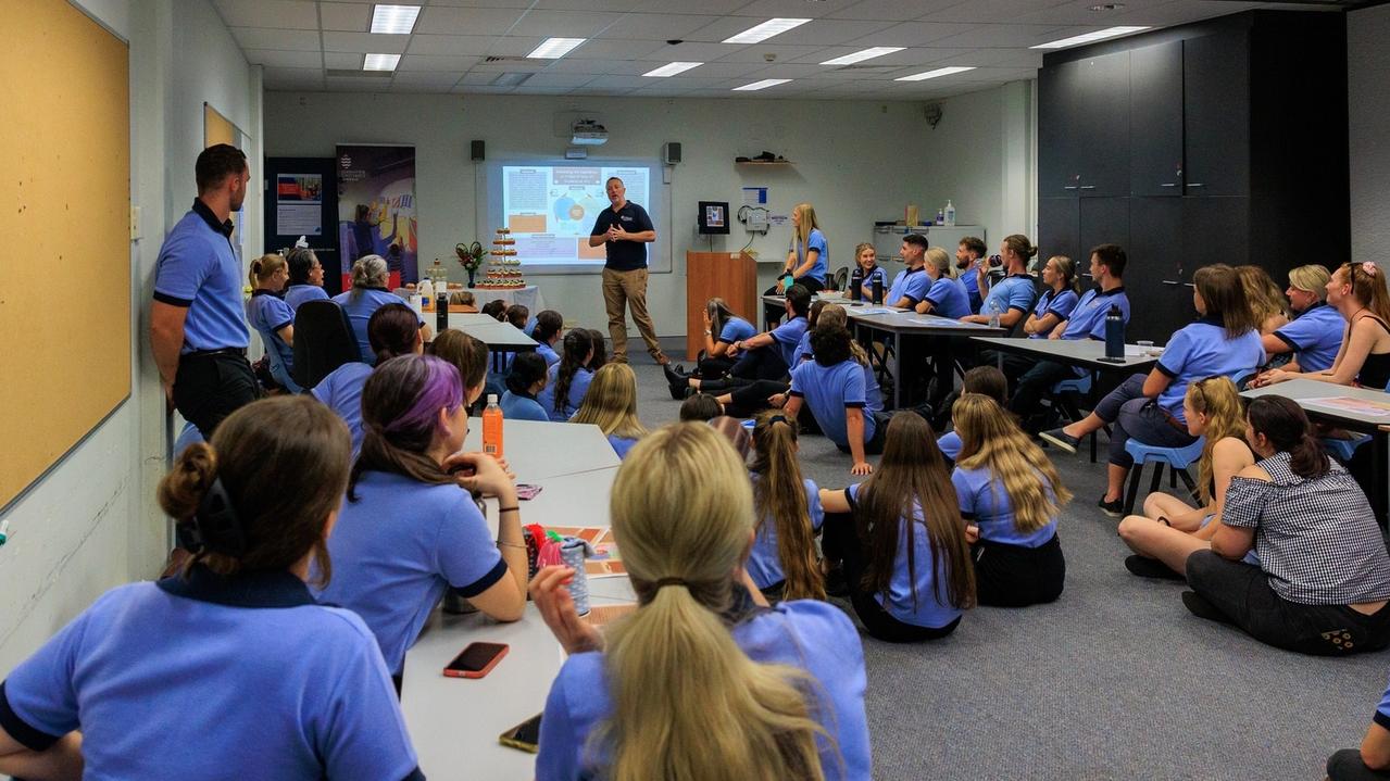 James Cook University acting-head of OT Daniel Lowrie addresses a class of graduating occupational therapists. Picture: Supplied.