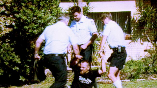 Police arrested a bikie at the scene.